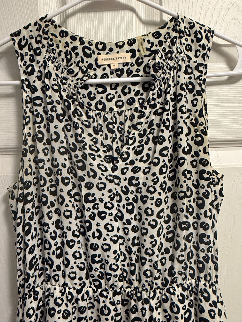 Rebecca Taylor Cream and Black Leopard Print Sleeveless Camisole